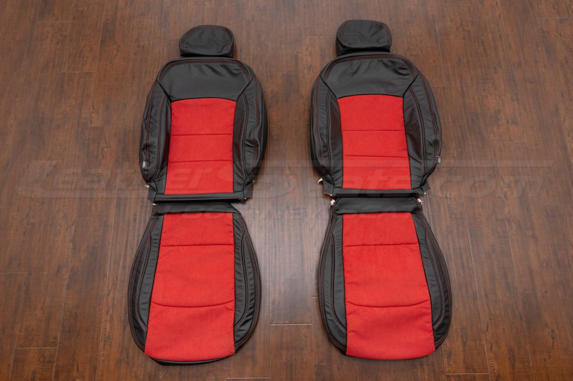 2016-2019 Chevy Cruze custom leather seat covers - Black/Red Suede - Front seat upholstery