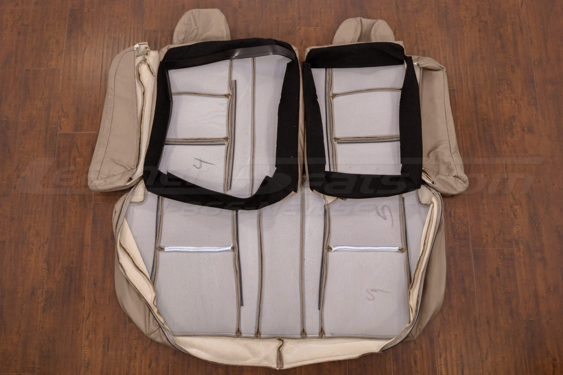 Malibu Cashmere rear seat upholstery with bolsters flipped