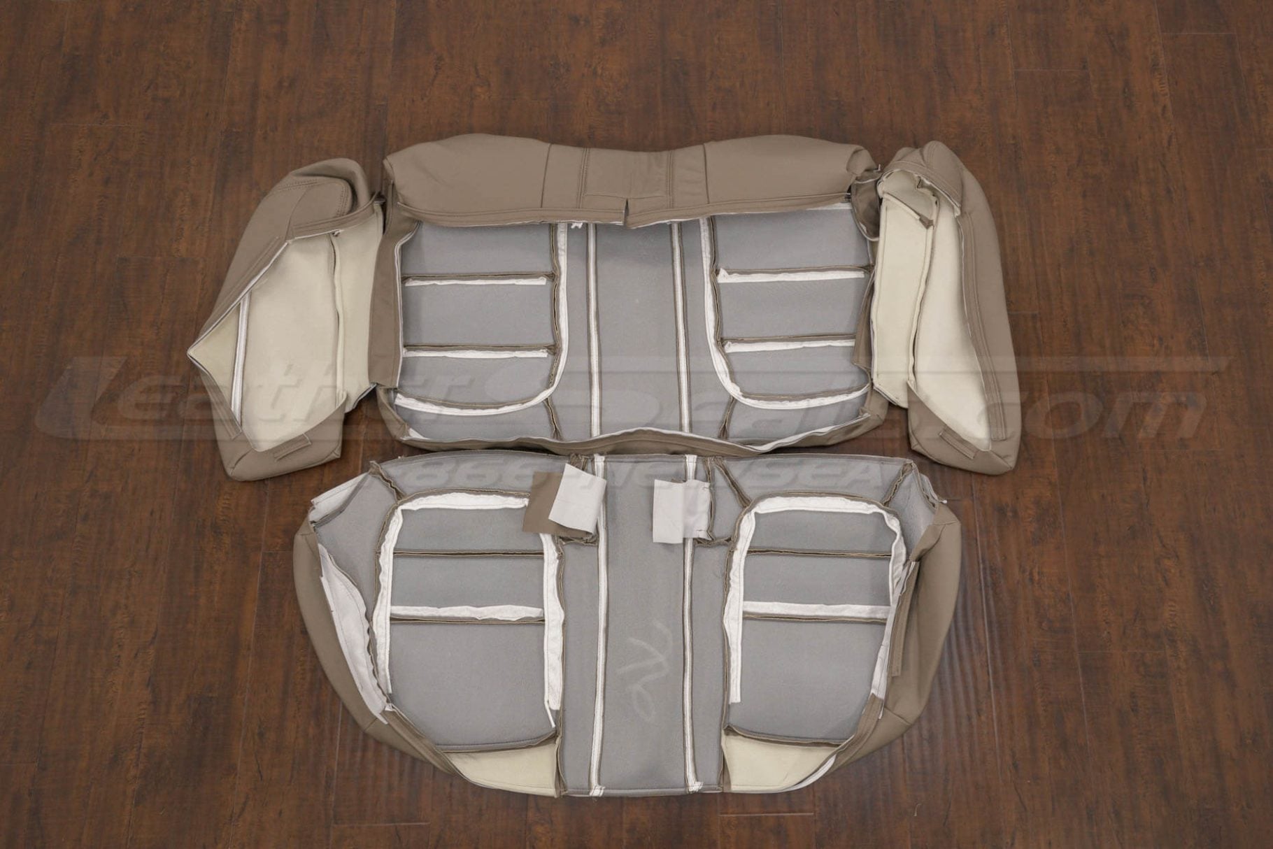 Rear seat leather covers and bolsters flipped