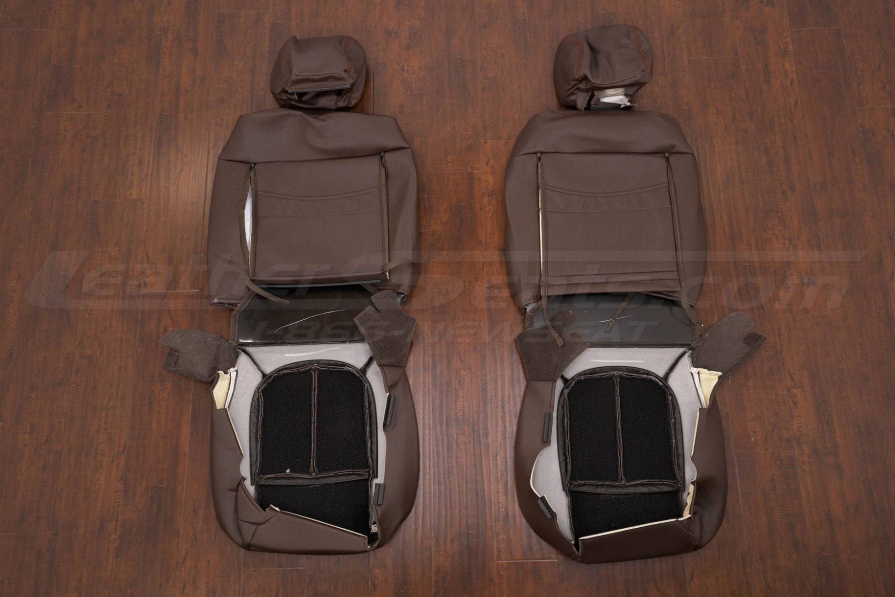 Bakck view of front seat leather upholstery kit for ford superduty