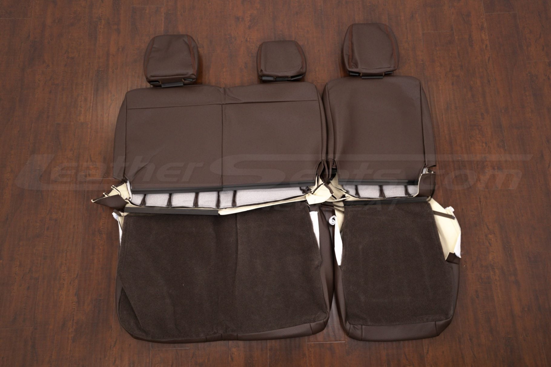 Rear seat leather upholstery flipped