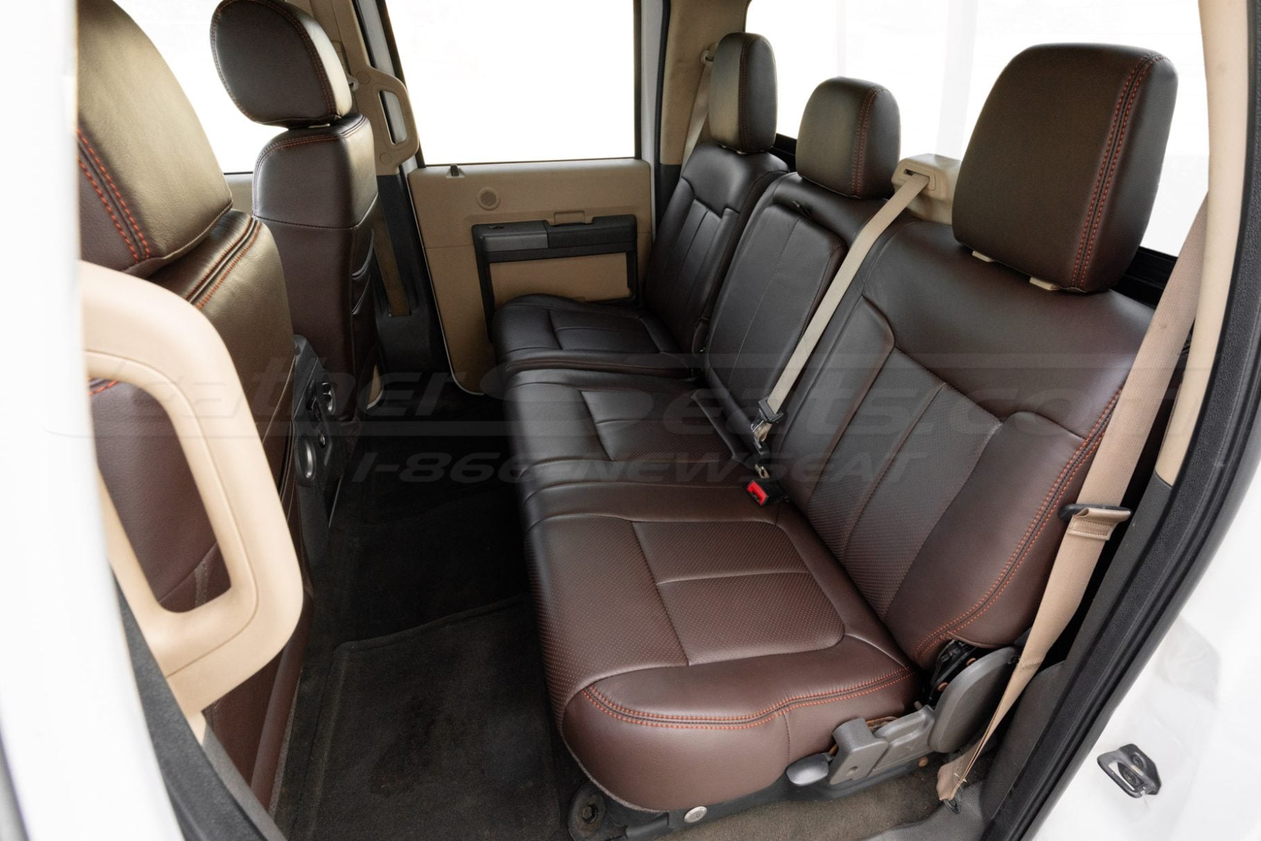 Installed coffee leather seat covers for ford superduty - Driver side