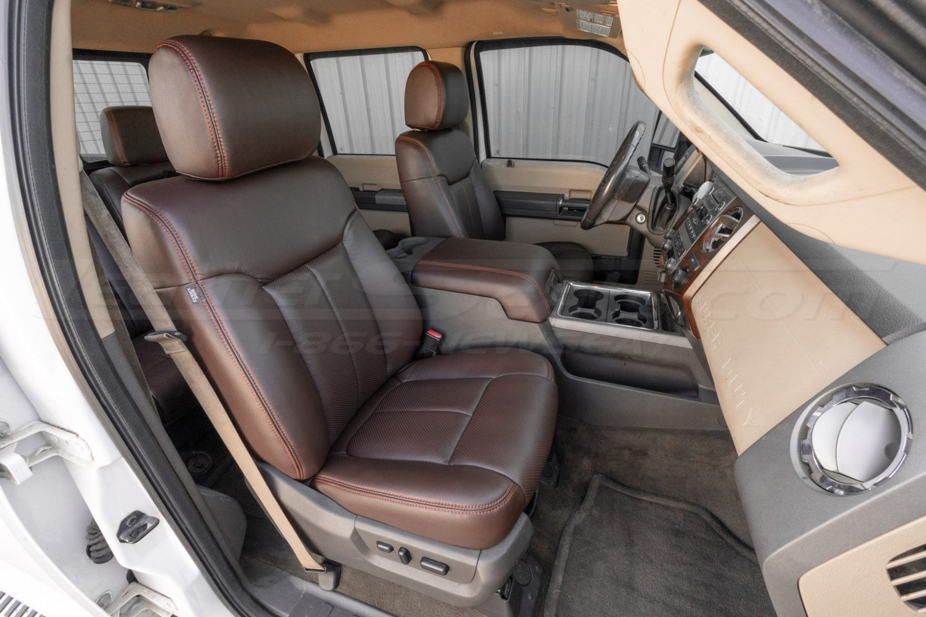 Aftermarket installed leather seat upholstery for ford superduty trucks - front passenger