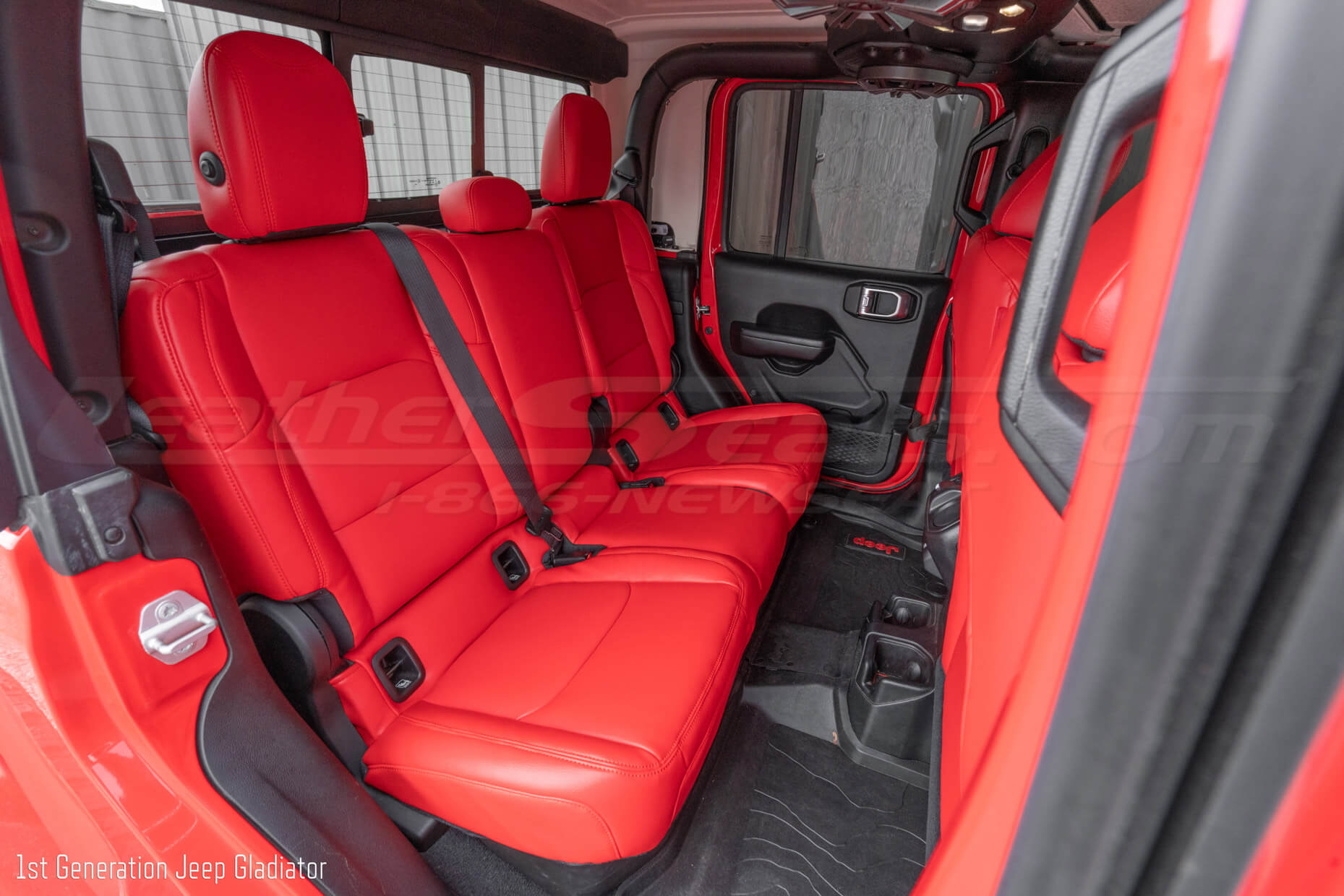 Jeep JT Gladiator with Bright Red leather seat covers - rear seats