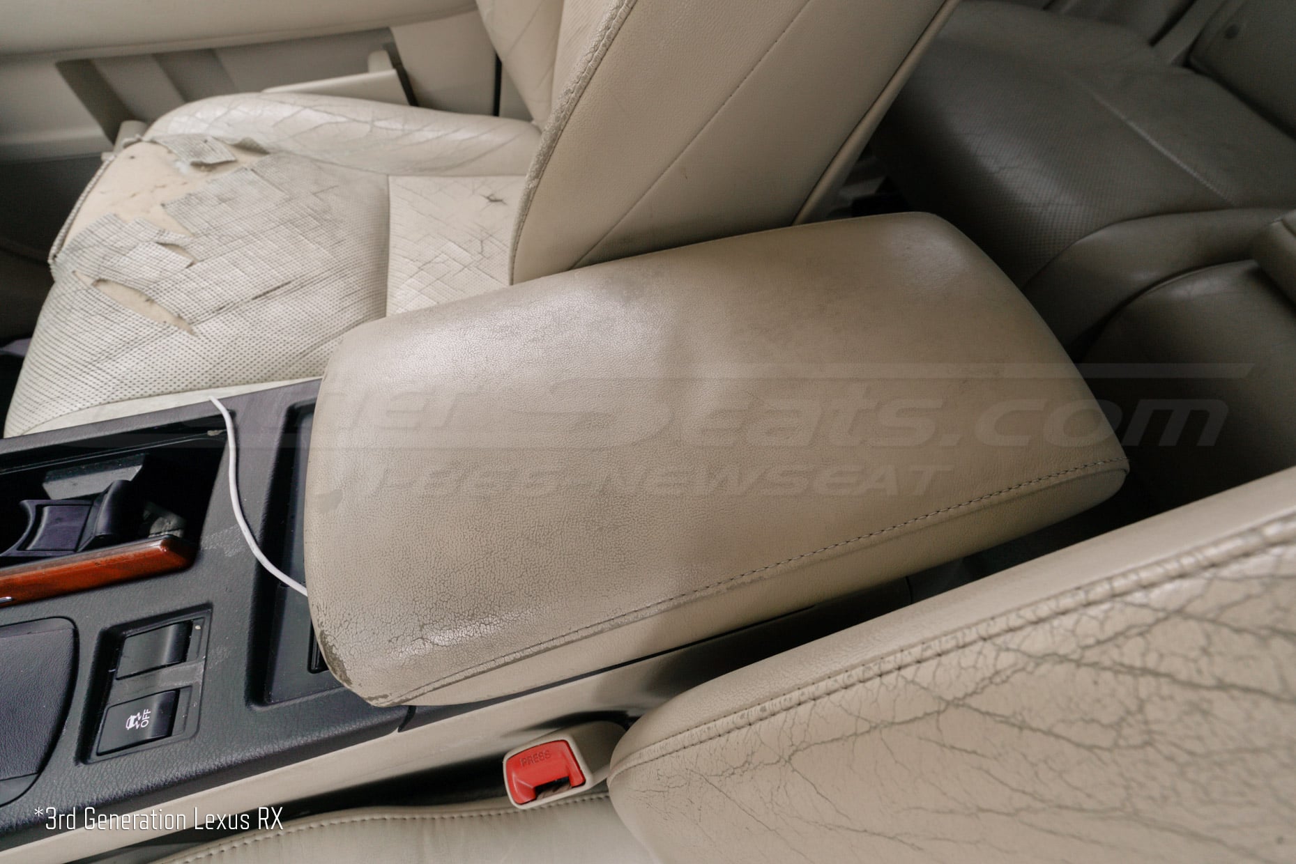 Lexus RX350 with torn leather console and leather upholstery