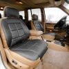 Custom replacement seat covers in doeskin and black for grand cherokee