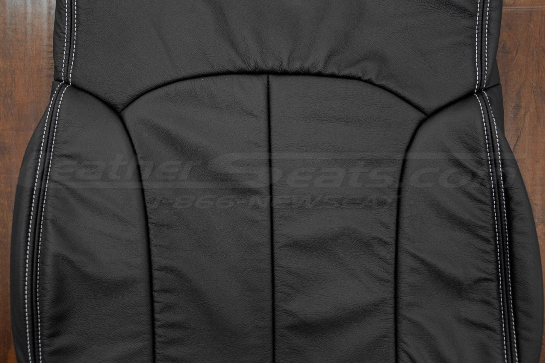Black leather texture close-up for aftermarket d10 blazer leather kit
