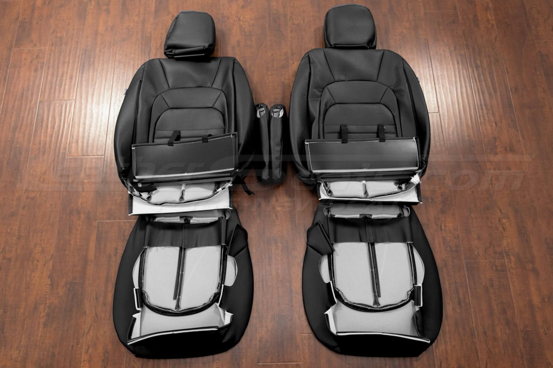 Front seat upholster and armrests flipped