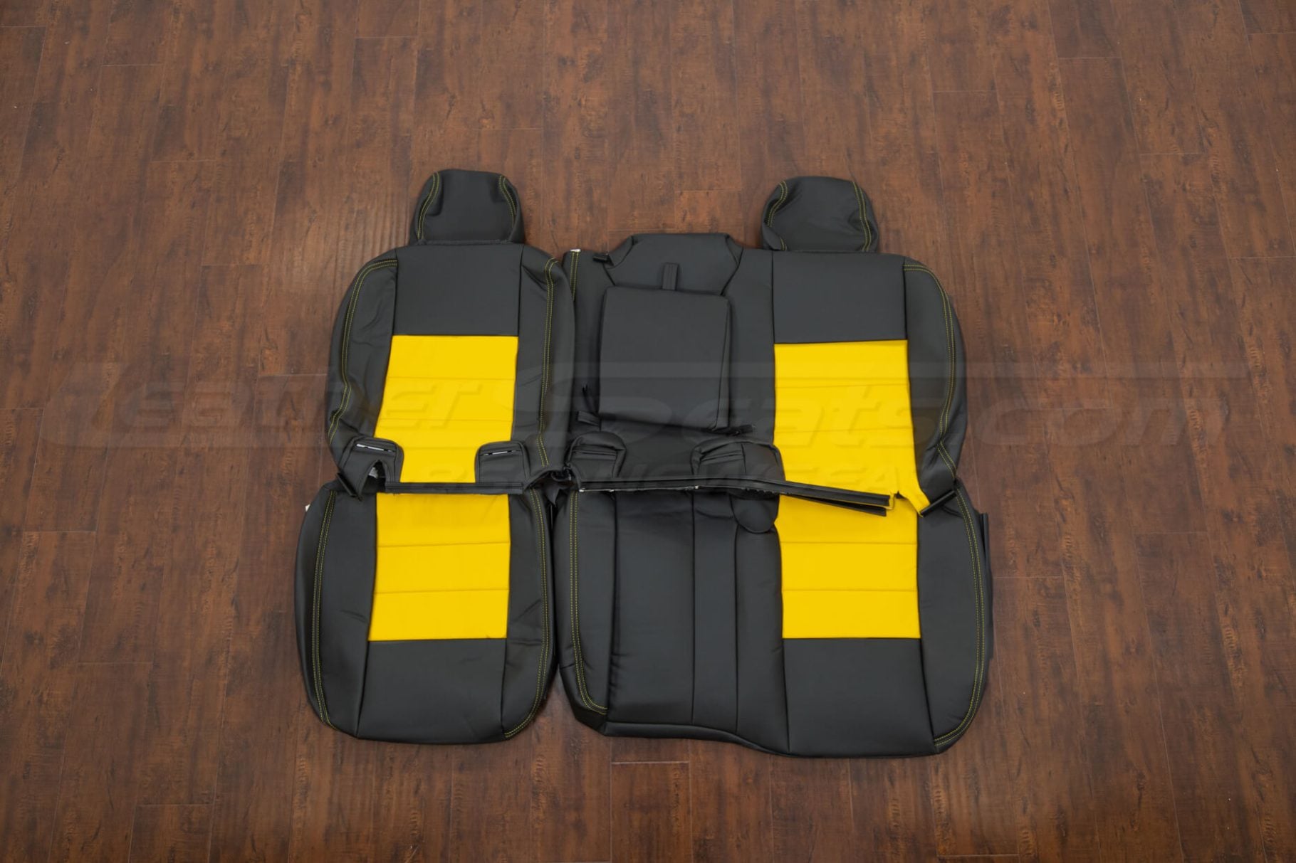 Hummer H2 Black/Velocity Yellow rear seat leather upholstery