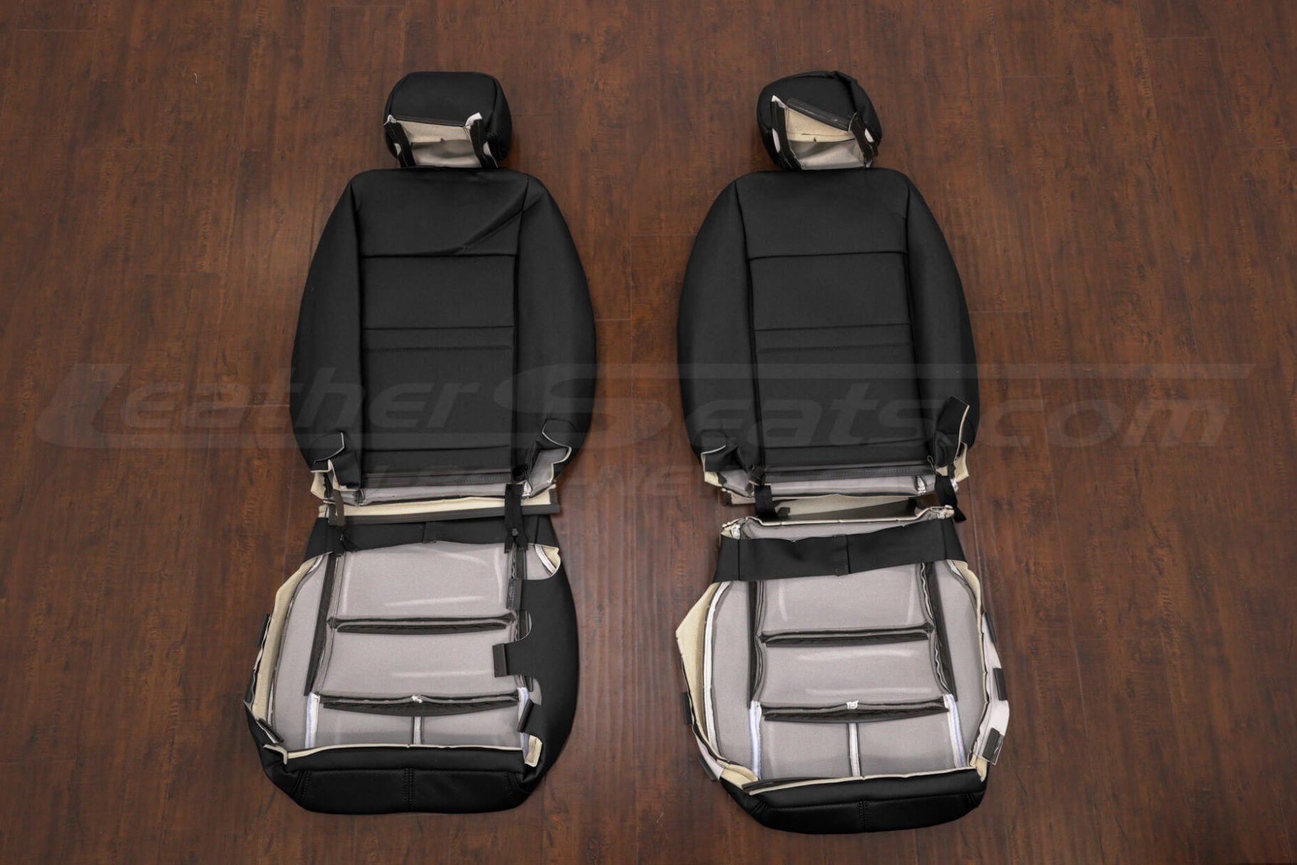 Front seat black impala seat covers flipped