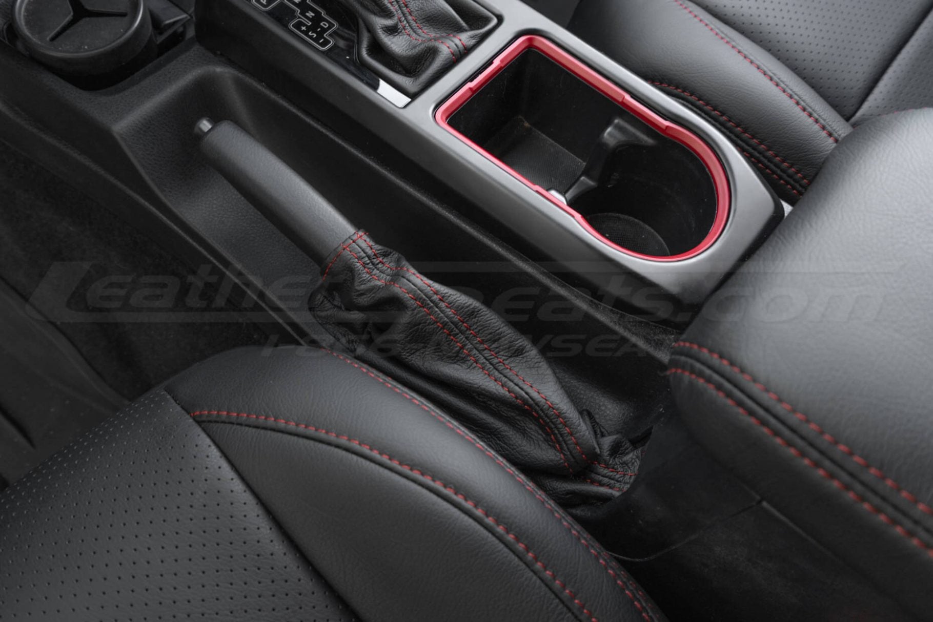 Top down view of custom ebrake boot for toyota tacoma