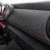 Close up of leather dash insert of toyota tacoma