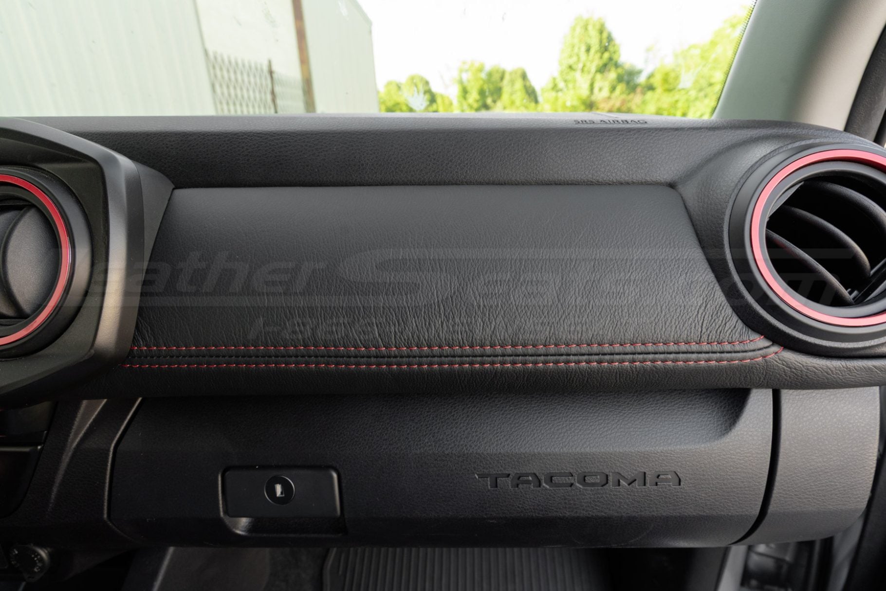 Front on view of tacoma tacoma custom dash insert interior upholstery