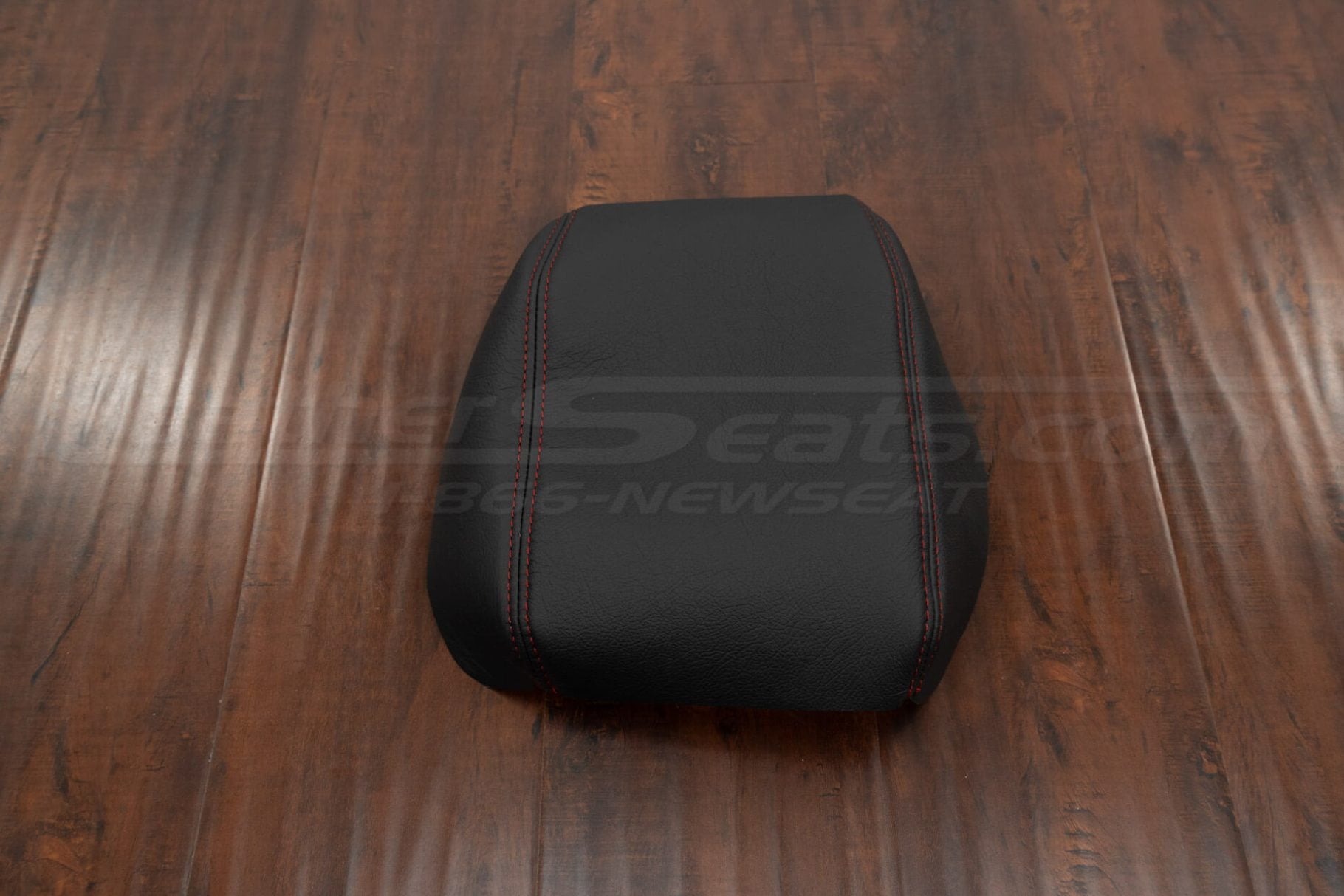 Center view of custom console lid upholstery