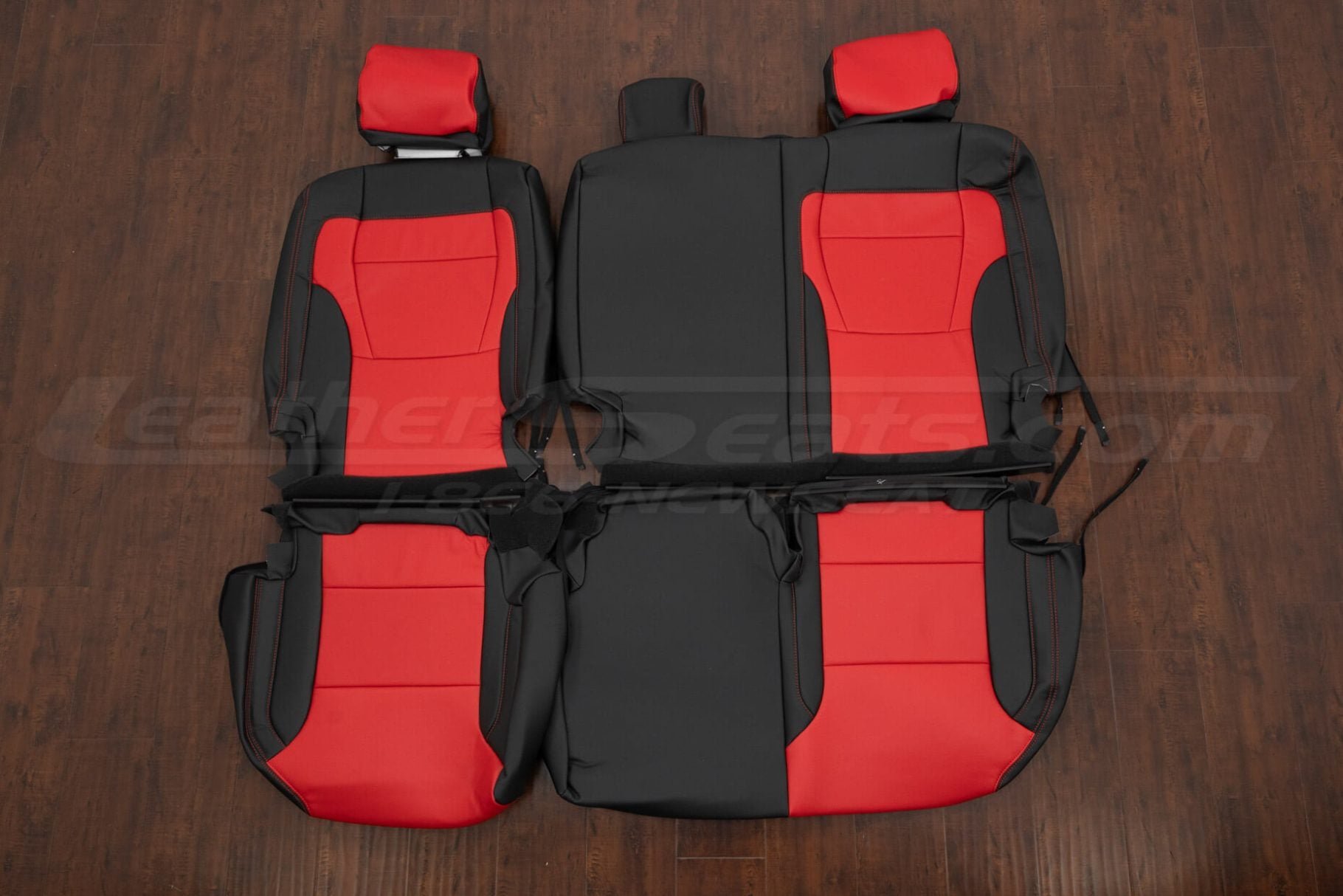 Black and Bright Red Toyota Tundra leather seat covers - rear seat upholstery
