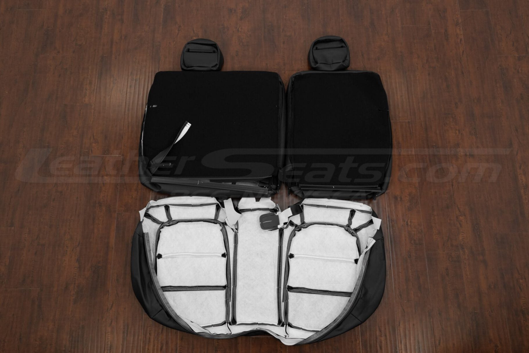 Rear seat accent upholstery flipped