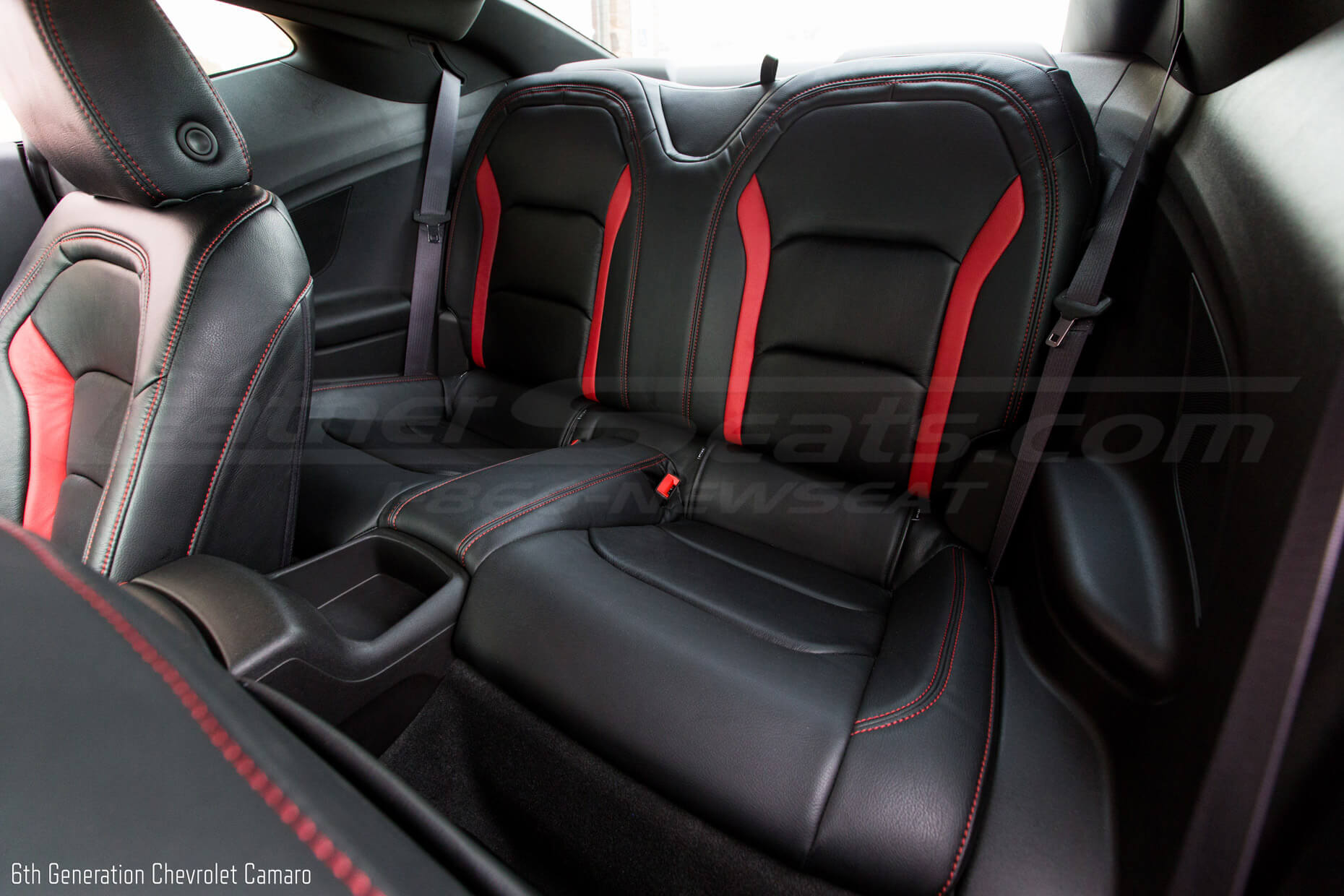 6th Generation Chevy Camaro with black and red leather seats