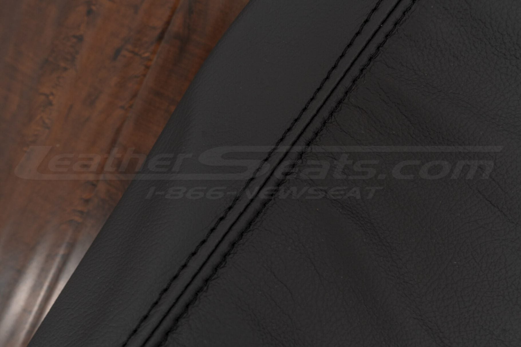 Graphite double-stitching on graphite leather