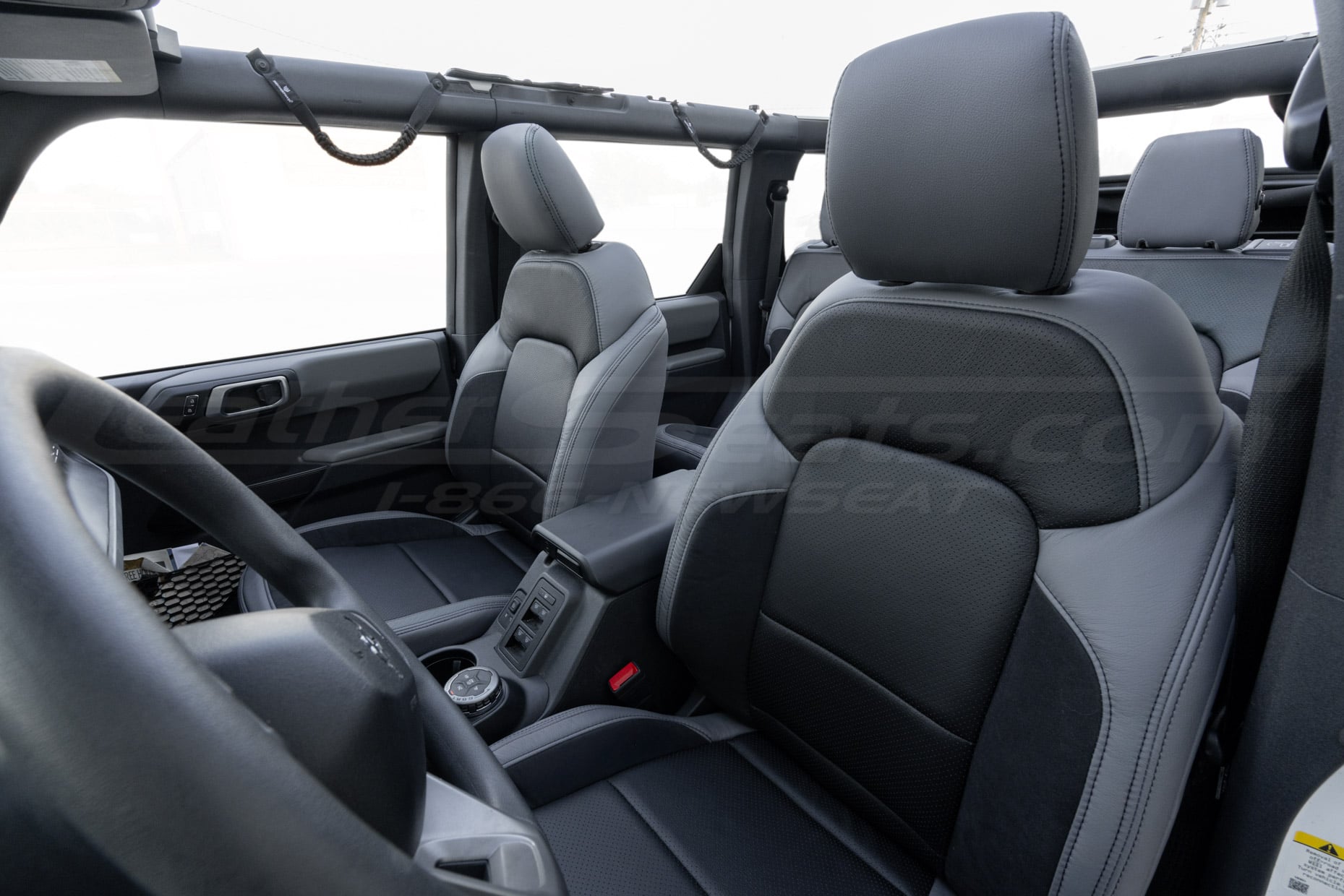 Backrest and perforated section of ford bronco convertible leather seats