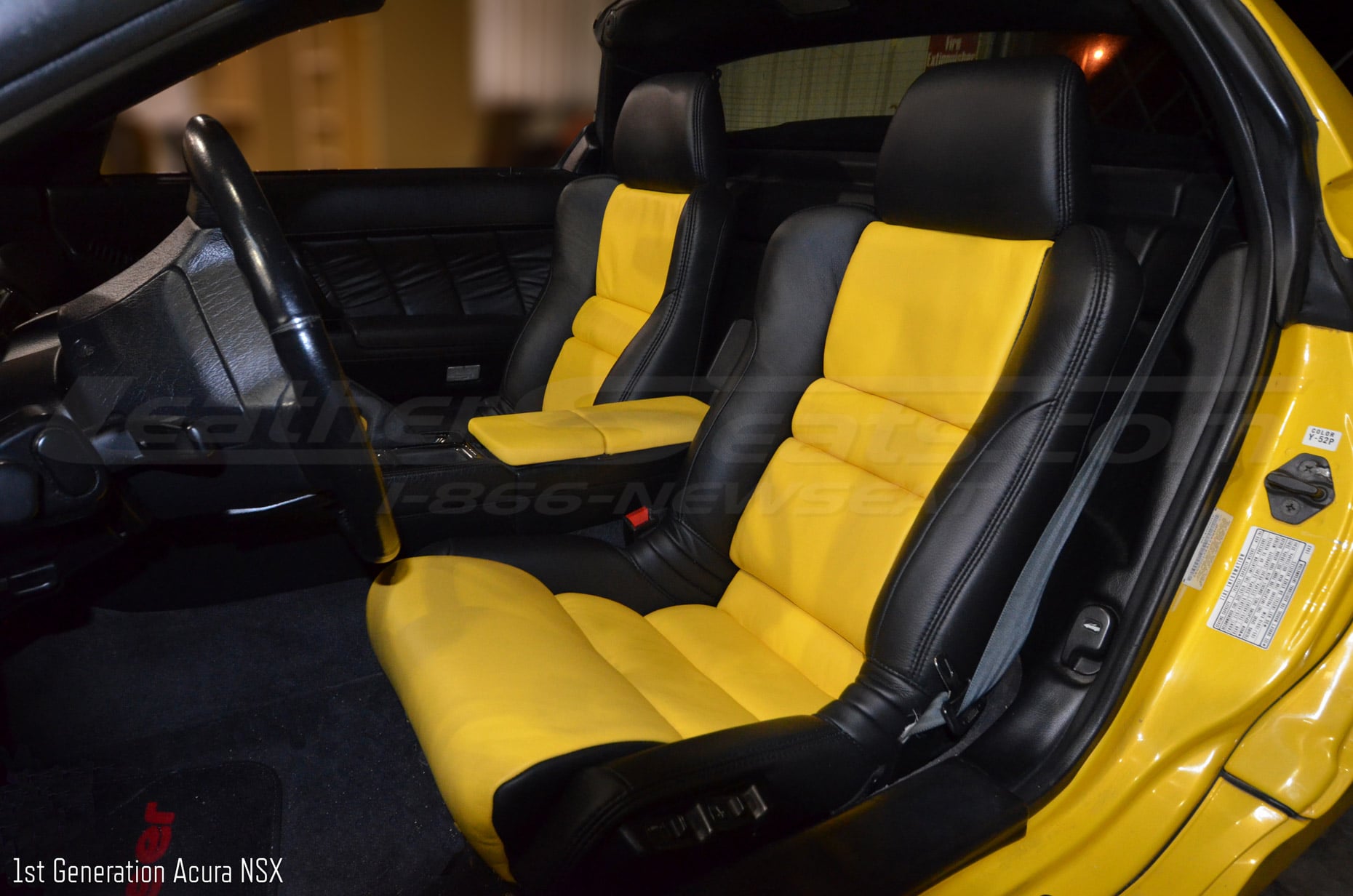 Black and Velocity Yellow acura NSX seats