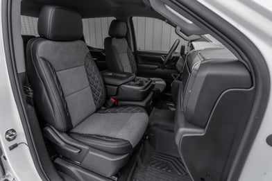 2019-2025 Chevy Silverado Leather Seat Upholstery Kit- Black/Dark Slate Suede - Diamond Wings - featured