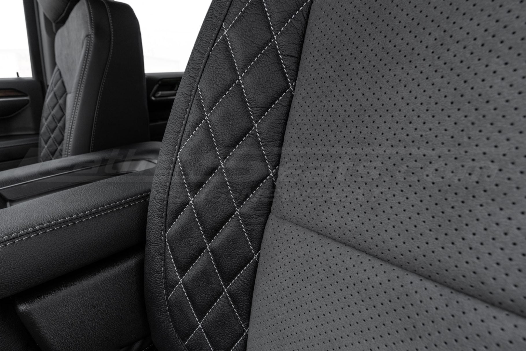CNC Diamond Quilted Wings on black leather