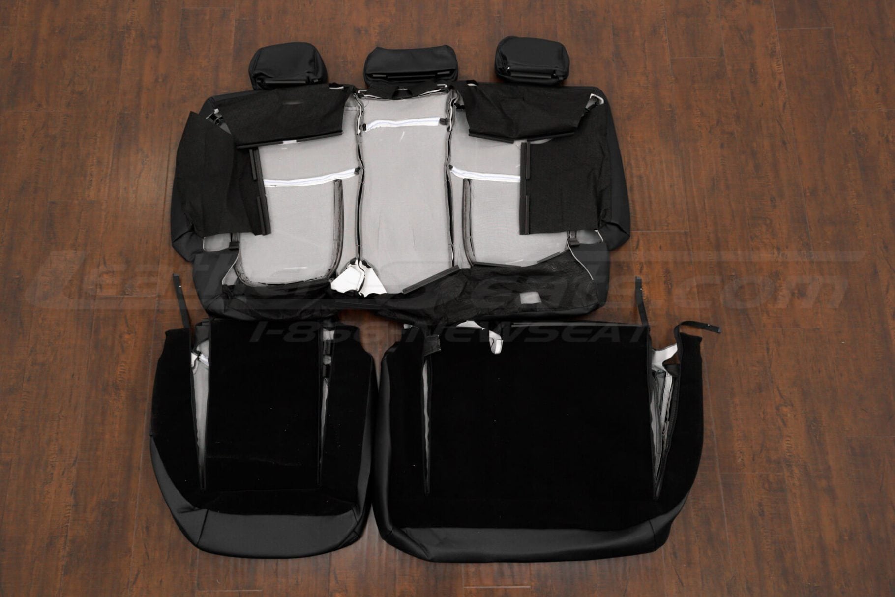 Rear seat black leather kit flipped