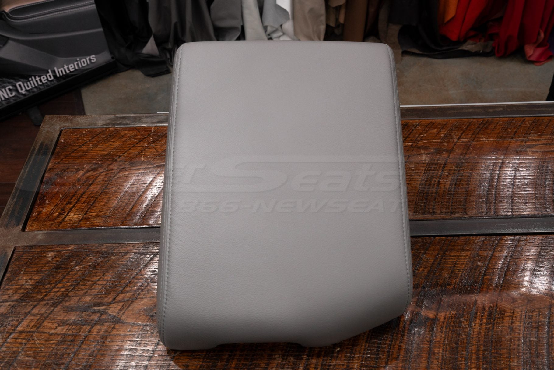 Installed leather console lid cover for 2007-2013 Toyota Tundra