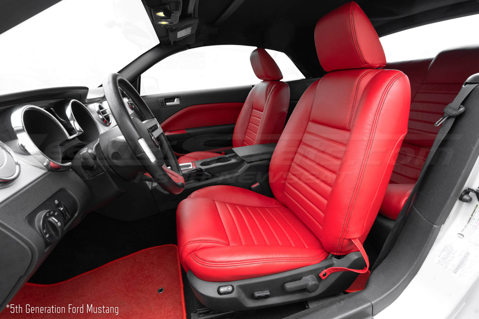 Bright Red leather seat replacement for 5th gen mustang