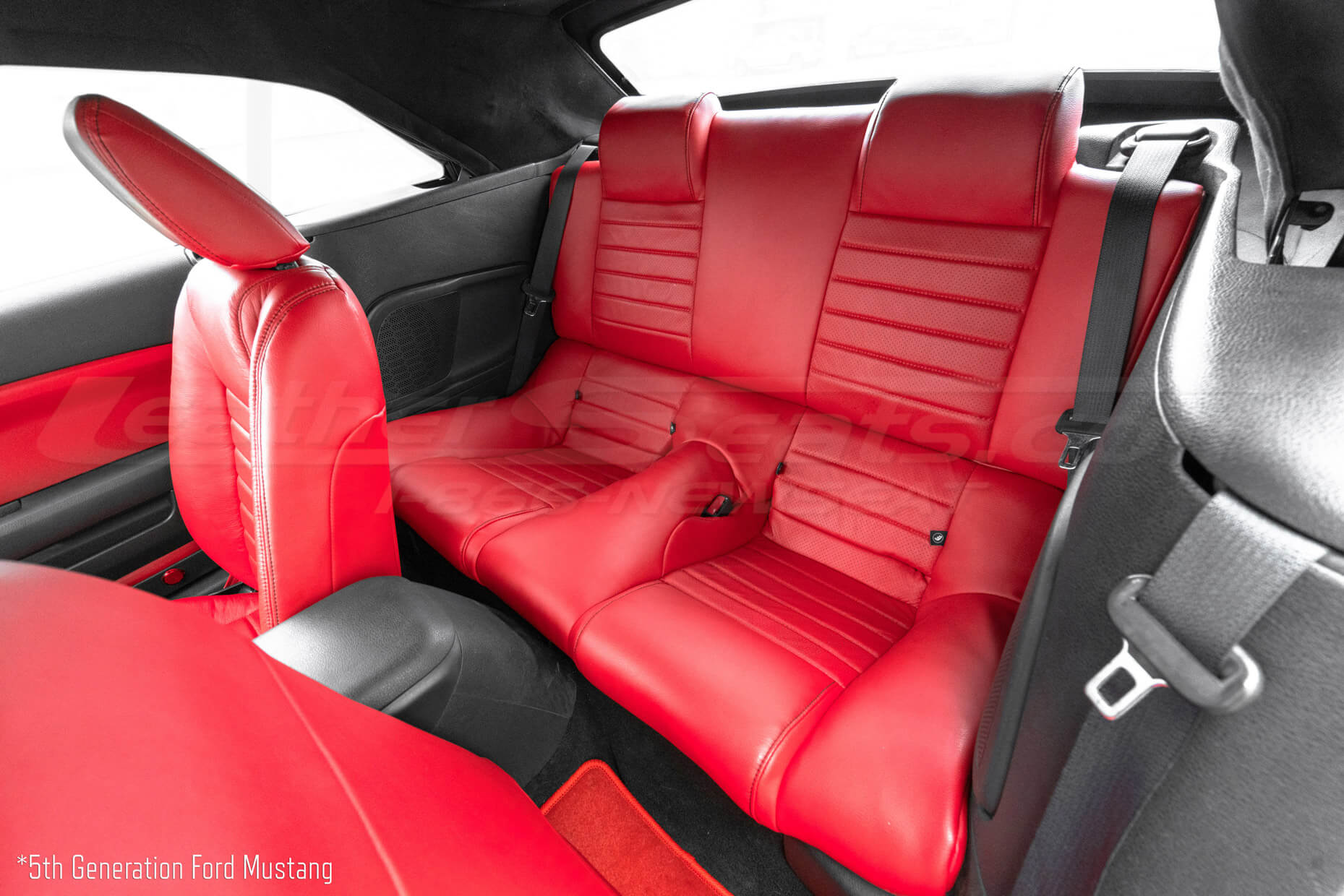 5th gen ford mustang with bight red leather seat upgrade