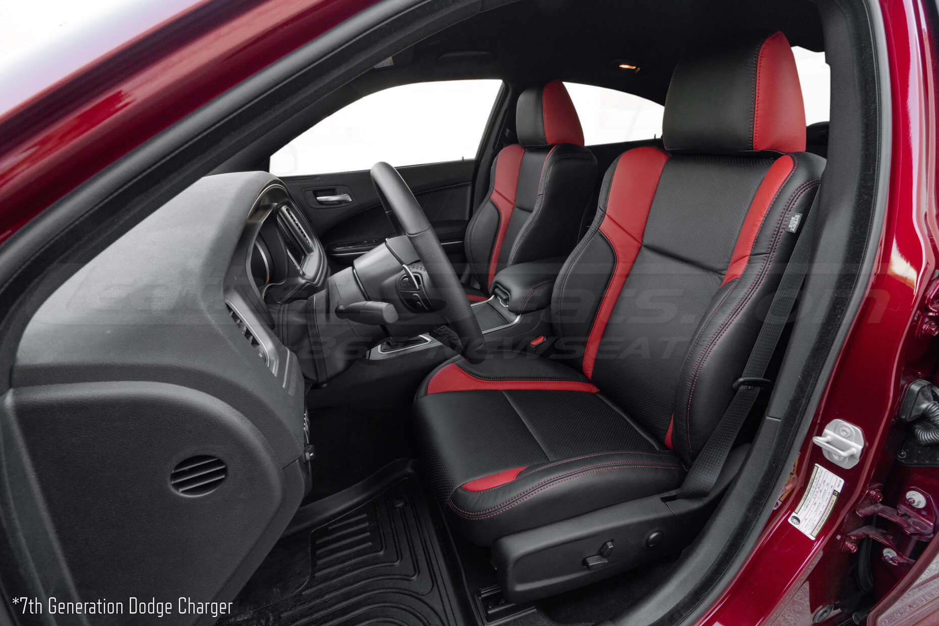 Black & Red Leather Seats for dodge charger - front seats