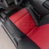 Perforated Red leather sections of Ford F250 seats