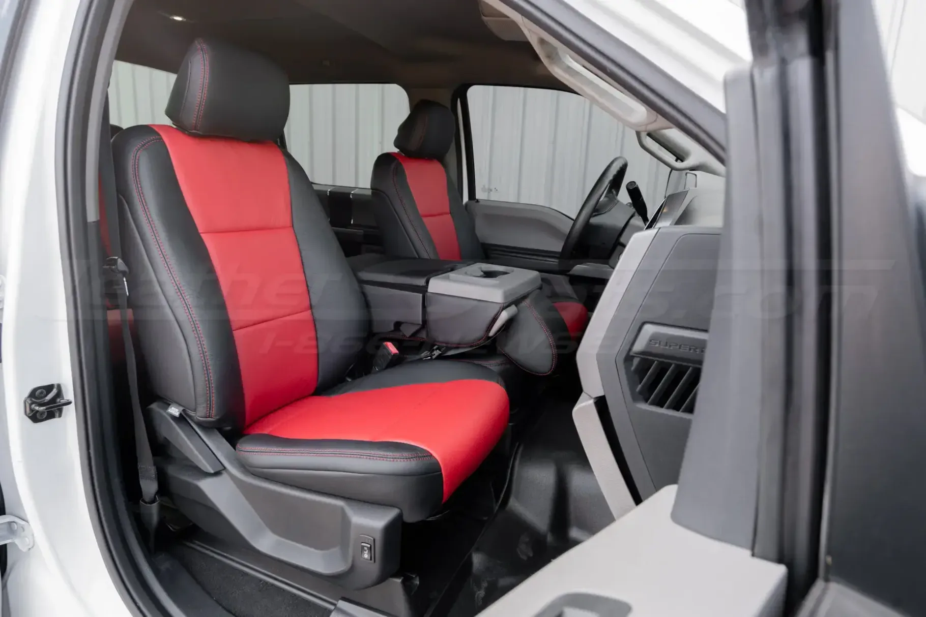 Black & Red replacement leather seat covers for 2017-2022 Superduty