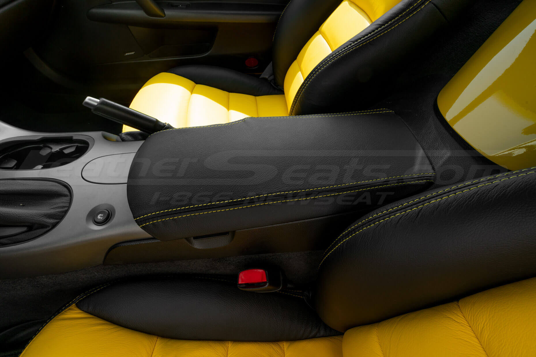 Custom leather center console cover for c6 corvette