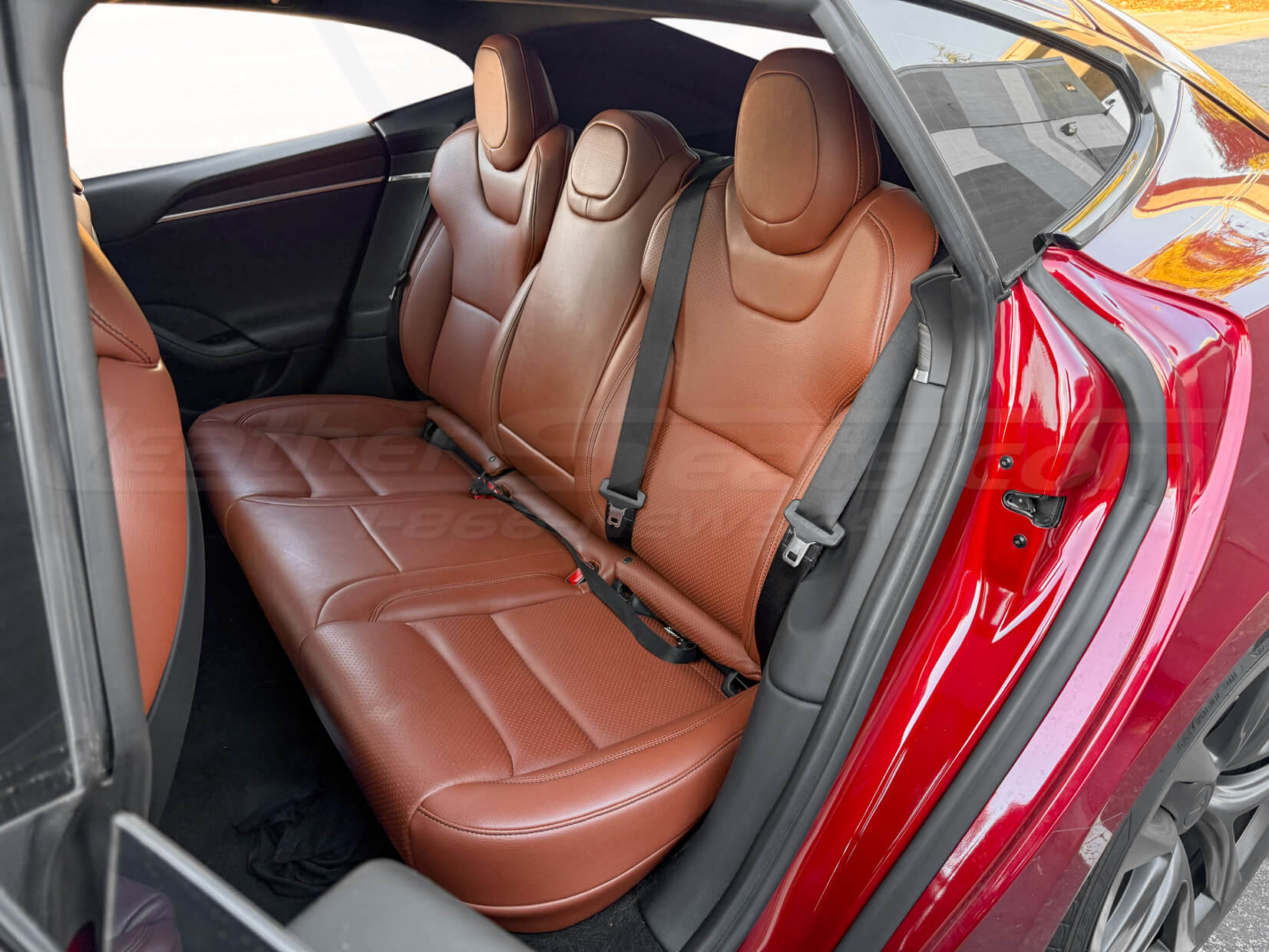 Afermarket leather seat covers for tesla model s - rear seats installed
