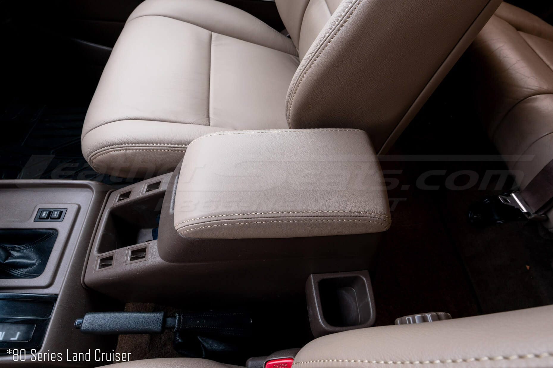 Aftermarket leather center console lid cover for Toyota Landcruiser
