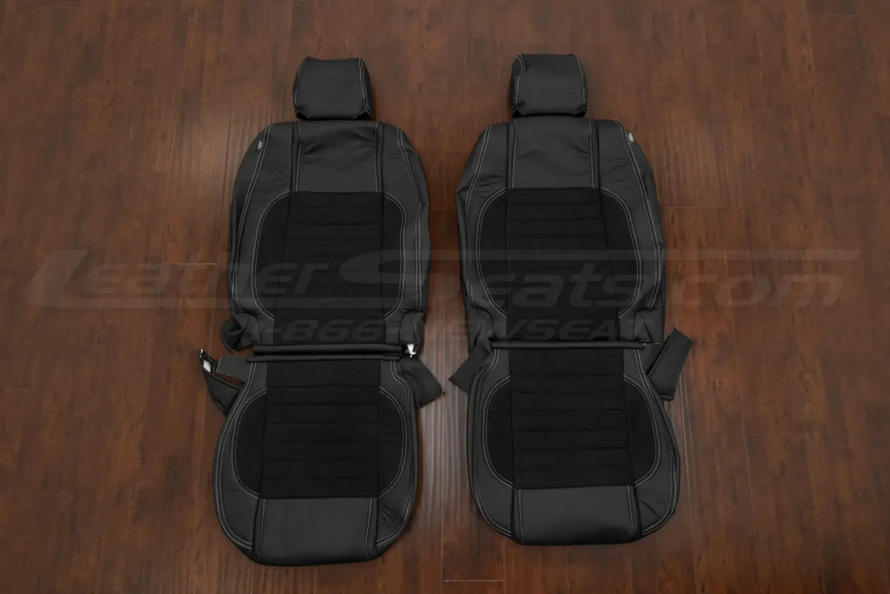 Black/Black Suede Replacement leather seat covers for Ford Mustang - Front seat upholstery