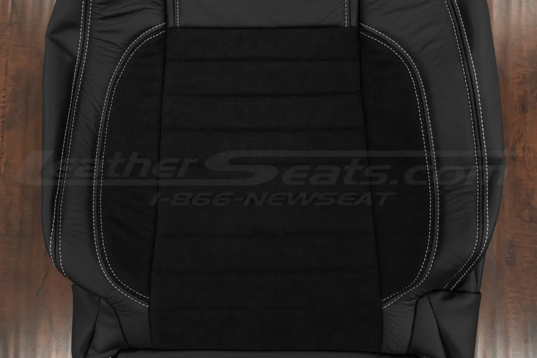 Perforated Suede Insert section of Mustang backrest upholstery