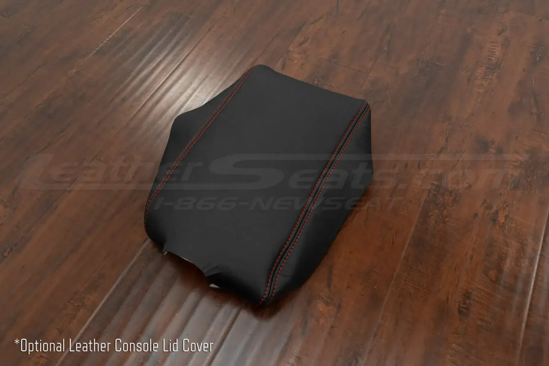 Black leather center console lid cover for Ford Raptor