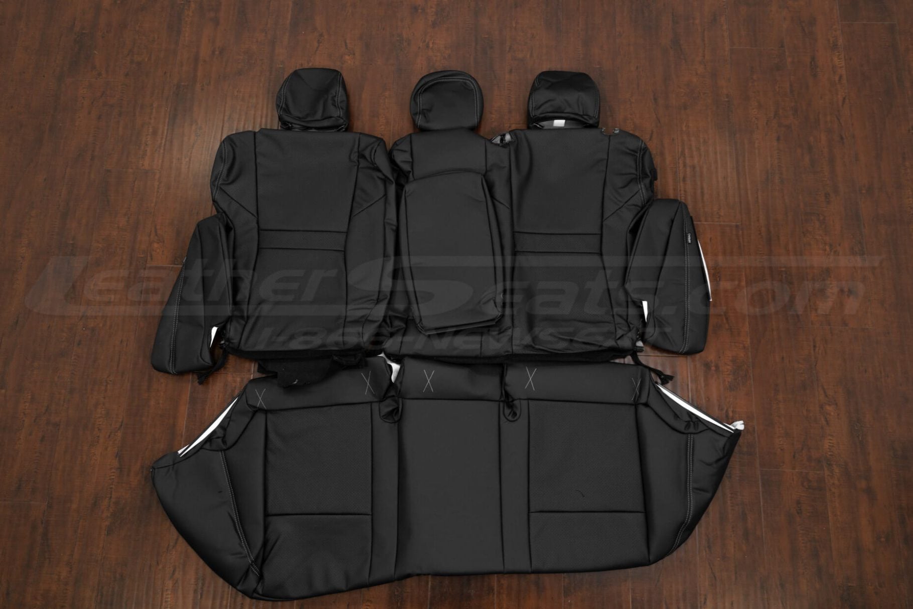 Black replacement leather seat cover uphosltery for 2021-2026 nissan rogue - rear seats with armrest and bolsters