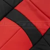 Black & Bright Red automotive leather close-up