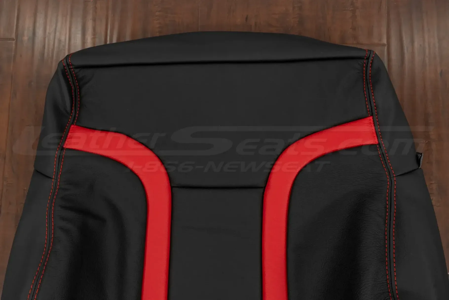 Upper section of leather backrest upholstery