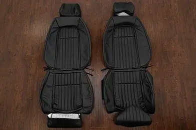 1987-1989 Ford Mustang Fox Body Black replacement leather seat covers - Thumbnail