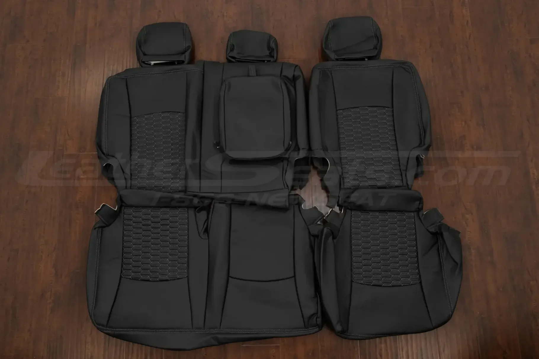 Ram Quilted replacemed leather seat covers in single-tone black - rear seat upholstery with backrest