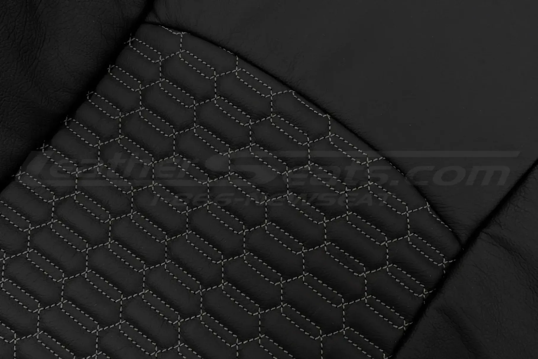 Side view of interlaced hex quilting close-up