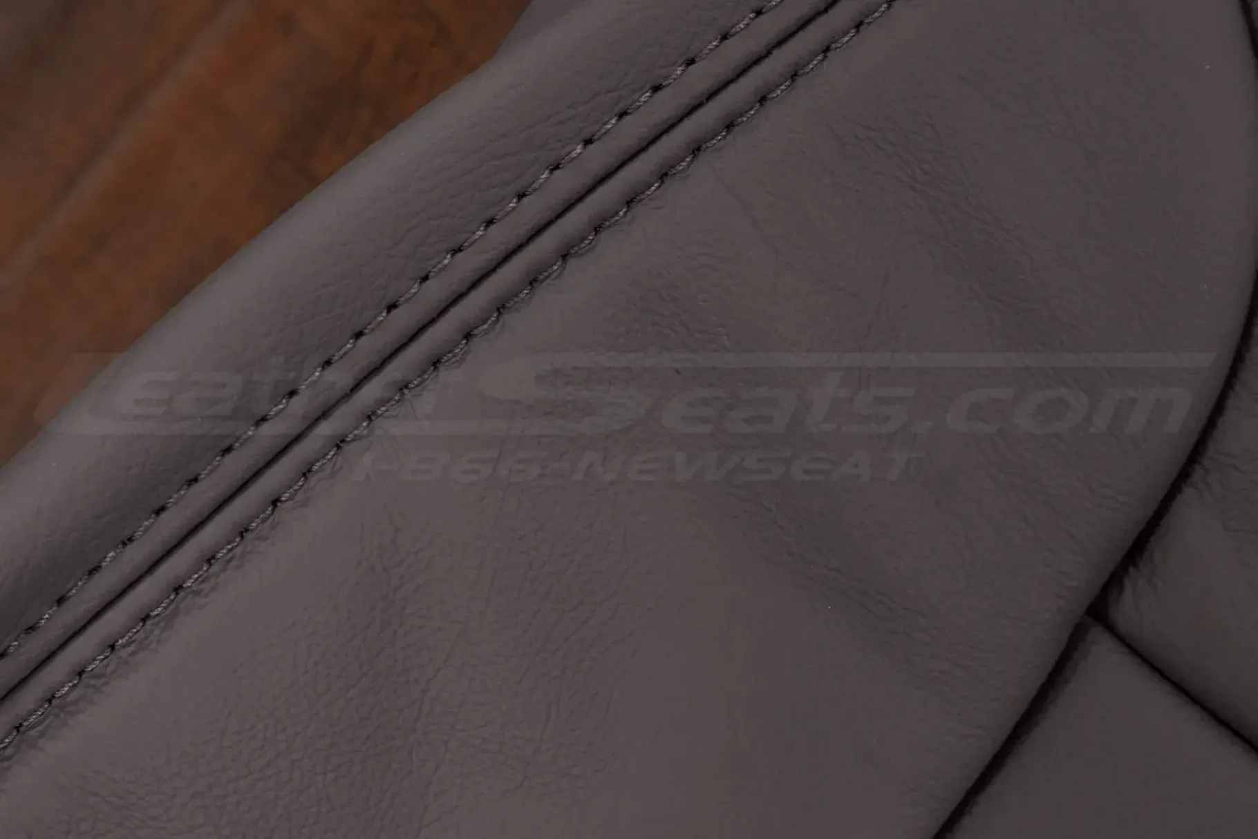 Platinum double-stitching on platinum leather