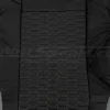 Interlaced Hex inserts on black leather with light grey stitching