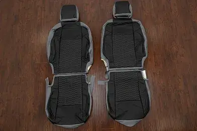 2016-2023 Toyota Tacoma two-tone replacement leather seat covers with interlaced hex quilting - Featured Image