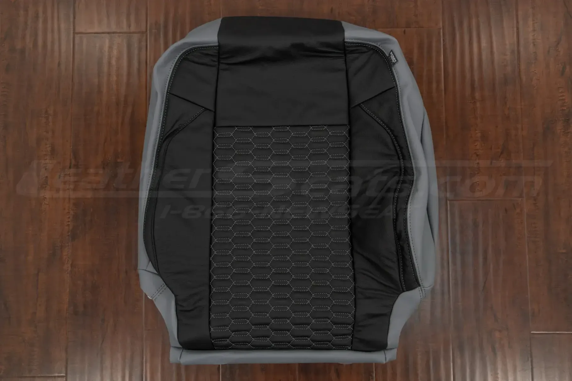 Two-Tone Toyota Tacoma leather backrest upholstery with Interlaced Hex quilting