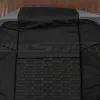 Upper section of leather backrest upholstery with quilted insert sections